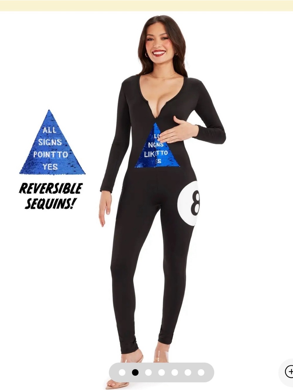 Black Reversible Sequin 8-Ball Jumpsuit XL NWOT